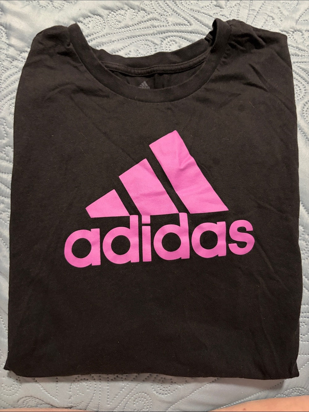 adidas Black Long Sleeve Tee with Pink Logo - Picture 1 of 3